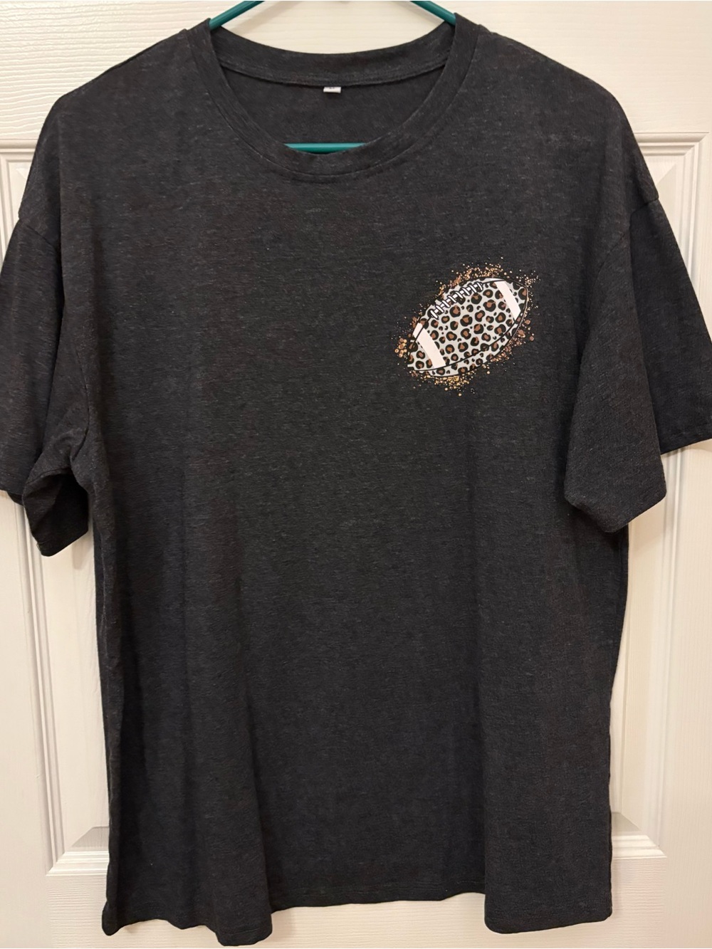 Charcoal Gray T-Shirt with Leopard Football Graphic